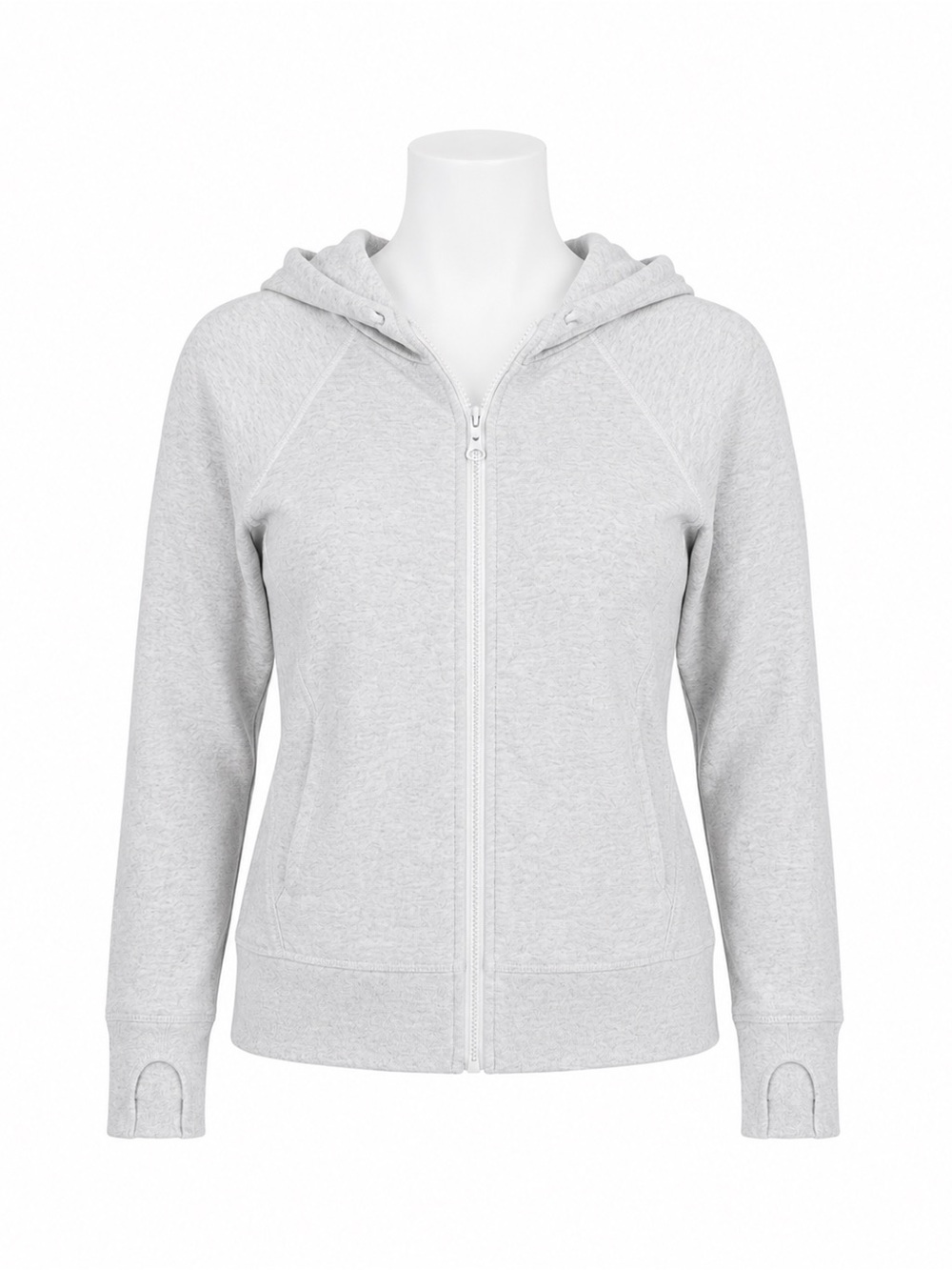 Size S Lolรซ Womenโs Fleece Full Zip Hoodie Heather Grey Cropped Thumbholes